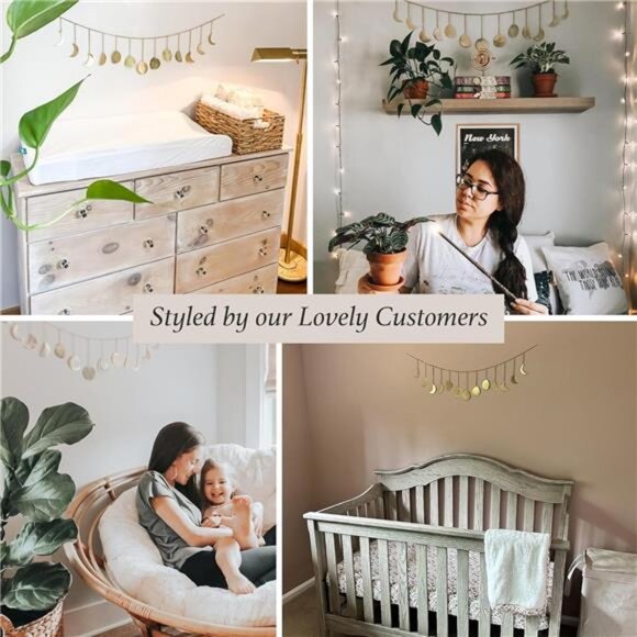 Moon Phase, Gold Wall Decor for Bedroom & Living Room, Bohemian Wall Decor - Picture 3 of 7